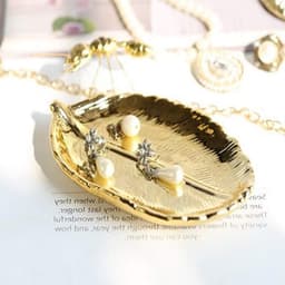 Ceramische Ringhouder voor Sieraden - Kleine Gouden Blad Sieradenhouder - Elegant en Functioneel Design — thumbnail 2