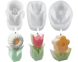3D Silicone Mallen voor Tulpenkaarsen - Set van 3, Perfect voor DIY Kaarsen, Gips, Zeep en Hars Creaties