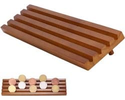 Houten Challenge Coin Display Houder voor Verzamelmunten, 4 Rijen, Militair en Army Coin Rack, Ideaal voor Bureau en Collectie, 32.5 x 9 x 5.5cm