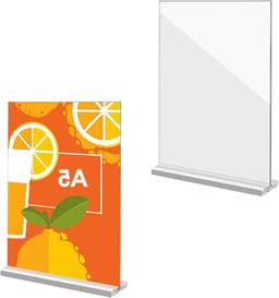 Acryl Signaalhouder voor Tafel, 2 Stuks Dubbelzijdige Transparante Displaystandaard voor Foto's, Ideaal voor Thuis, Kantoor en Winkels — thumbnail 1