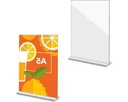 Acryl Signaalhouder voor Tafel, 2 Stuks Dubbelzijdige Transparante Displaystandaard voor Foto's, Ideaal voor Thuis, Kantoor en Winkels