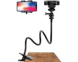 Verstelbare Webcam Stand met Flexibele Arm en 360° Rotatie - Universele Telefoonhouder voor Bureau en Bed