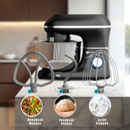 RUX® Mixer met Mengkom - Keukenmachine - Keukenrobot - Inclusief Accessoires - Antraciet - 38cm x 24cm x 32cm — thumbnail 3