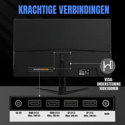 Zyrex® Gaming Monitor 240hz - Gaming Monitor -Zwart - ‎‎16cm x 62cm x 46cm — thumbnail 7