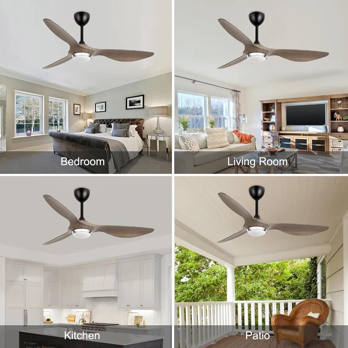 Slimme Plafondventilator - Ventilator met licht - Comfort in huis - Omkeerbare stille motor - 132 cm - Donkergrijs — afbeelding 1