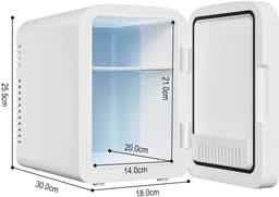 EAFC Skincare Fridge - Mini Koelkast - Make-up Koelkast met Spiegel - Beauty Fridge met Spiegel en 3 Standen Ledverlichting - Draagbare koeler Warmer - Thuisauto Dubbel gebruik - 6 Liter - Wit — thumbnail 2