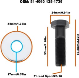 Dailygoods - 3 stks Grasmaaier Blade Schroeven 5/8-18x55mm voor Toro Exmark ZX4800 — thumbnail 5