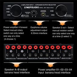 Speaker Switcher - Audio Selector - Verbinden van Audio - 4 Versterkers 2 Speakers - 300W per Kanaal - Zwart — thumbnail 3