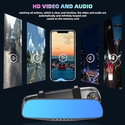 Achteruitkijkspiegel met Voor Camera, HD 1080P Rij Recorder voor Auto Vrachtwagen SUV, Nachtzicht, 24 Uur Parkeerbewaking — thumbnail 3