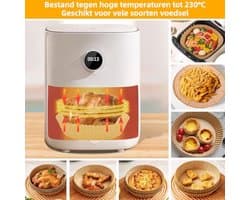 100 stuks Ronde Airfryer Bakpapier 16 cm - Wegwerp Voeringen voor Heteluchtfriteuse 1,5-3,8 L - Hittebestendig tot 230°C - BPA-vrij en Oliebestendig