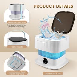 Mini Wasmachine met Centrifuge - Voor Kleine Wasgoed - Meerdere Programma's - huishoudapparaat — thumbnail 4