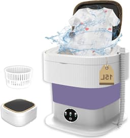 Mini Wasmachine met Centrifuge - Voor Kleine Wasgoed - Meerdere Programma's - reisapparaat — thumbnail 1