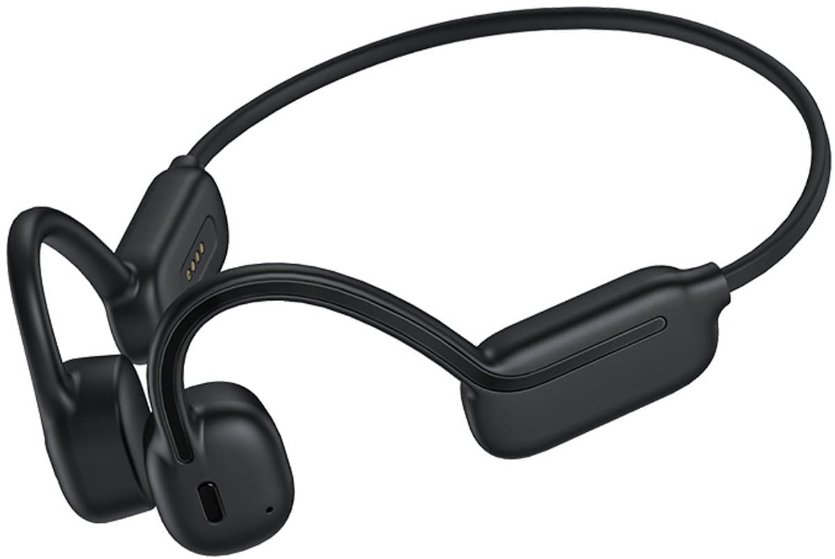 Zwarte Bluetooth-zwemkoptelefoon met botgeleiding, geen in-ear model, 32 GB geheugen, draadloos, voor sport, dubbele oorhaken, geschikt voor hardlopen. — afbeelding 1