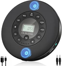 KZQ Draagbare Bluetooth-cd-speler - Ingebouwde stereoluidsprekers - Oplaadbare cd-speler - Ondersteunt MP3- en USB-weergave - Schokbestendig ontwerp - Zwarte afwerking - Draadloze connectiviteit - Ideaal voor persoonlijk gebruik en buitenactiviteiten — thumbnail 1