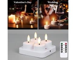 4 Oplaadbare Theelichtjes Met Oplaadstation En Afstandsbediening, Vlamloze LED-theelichtjes Op Batterijen, Halloween, Herfst, Bruiloft, Tafeldecoraties