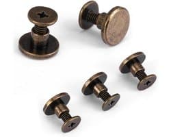20 Stuks Bronzen Leren Rivets met Volle Kop en Moeren voor Scrapbook, DIY Kleding en Leerherstel - 5mm Diameter