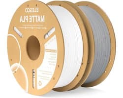 Mat PLA Filament - 3D Printer Filament - 3D Printen - Mooie Matte Afwerking - 2KG 1.75mm - Wit Grijs