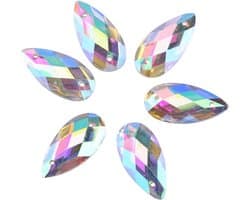 200 stuks AB Acryl Kristallen Waterdruppels met Platte Achterkant, Kleurrijke Crystals voor DIY Ambachten en Decoratie