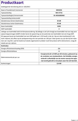 MEDION Mobiele Airco E901 (9000 BTU, 3-in-1, Koelen, Ontvochtigen, Ventileren, tot 32m², incl. Raamafdichtingskit, voor Slaapkamer en Woonkamer, Afstandsbediening, MD 37731) — thumbnail 2
