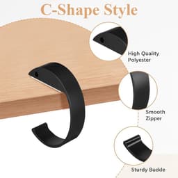 Hoofdtelefoonhouder Bureau - Tafelhaak Koptelefoon - Orde Creëren - C-vormig Zonder Boren - 2 Stuks - Zwart — thumbnail 2
