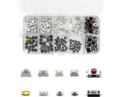 250 Stuks Micro Switchen - Tactiele Drukschakelaars met Plastic Doos voor Autosleutels en Elektronische Projecten