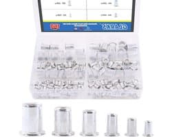 160 Stuks Aluminium M3 M4 M5 M6 M8 M10 Platte Kop Metriete Draad Rivet Moeren Set voor Bevestigingsoplossingen