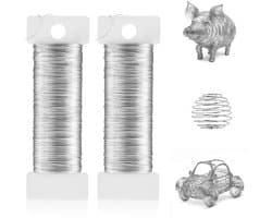 Dunne 0.35 mm Craft Draad - 2 Rollen van 100 m Zilveren Bloemdraad voor Creatieve Projecten, Modelbouw en Kerstdecoraties