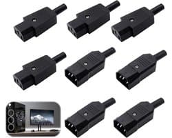 Set van 8 IEC 320 C14 Stekker naar C13 Stopcontact voor Computer, Printer en Monitor, AC 250V 10A, 3-Pins Aansluiting voor DIY Projecten en Elektronische Apparaten