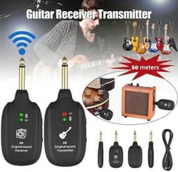 Draadloos Gitaarsysteem - Gitaar Zenderset - Muziek Optreden - UHF Real-time Audio - 50 m bereik - Zwart — thumbnail 4