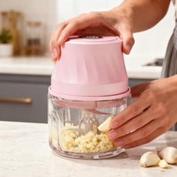 Mini Hakmachine - Keuken Snijder - Maaltijd Voorbereiden - Eenknopsbediening - 350ml - Roze — thumbnail 3
