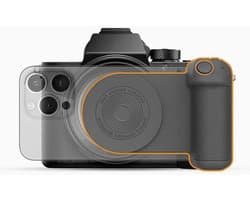 Ergonomische Smartphone Grip met Draadloze Oplaadfunctie en Bluetooth Shutter voor Vloggen en Fotografie (Blauw)