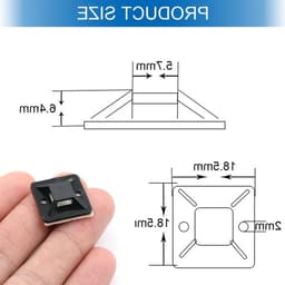 Zelfklevende montagesteun voor kabelbinders, schroefbasis voor kabelbevestiging, houder voor kabelbinders, ideaal voor stroomkabels, compact formaat 18,5 x 18,5 x 6,4 mm — thumbnail 5