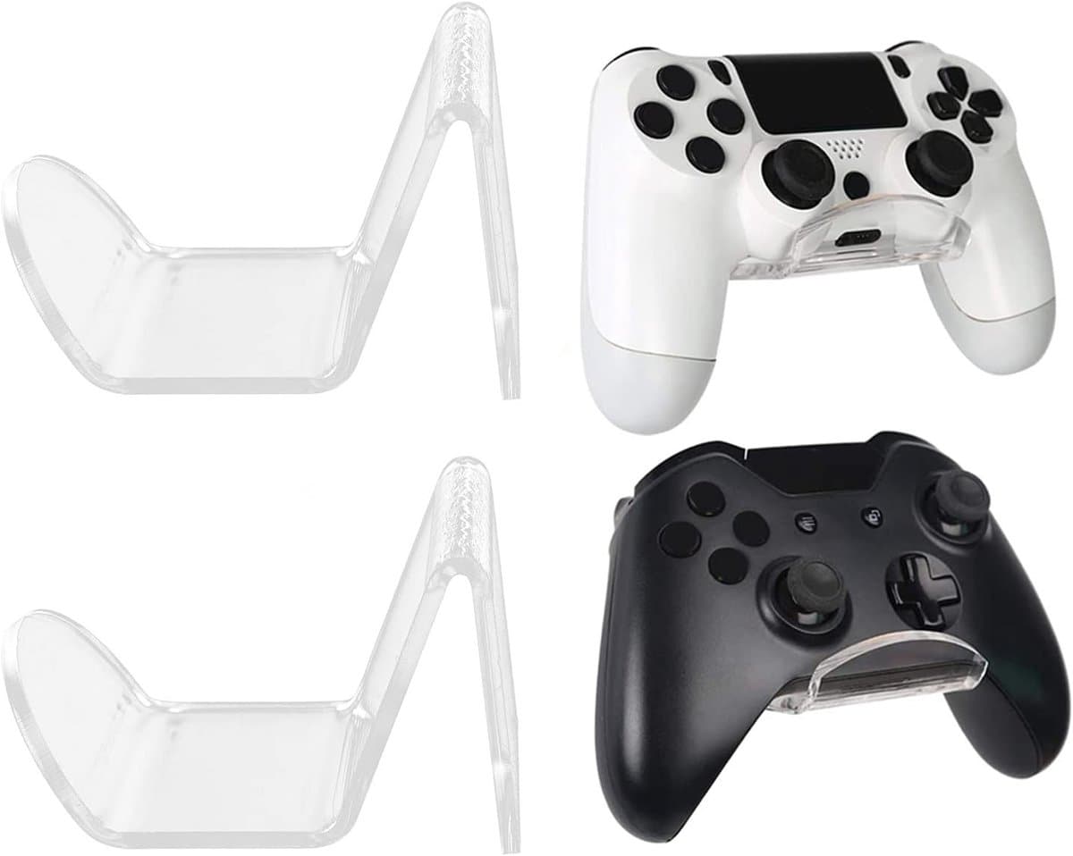 Set van 2 Wandmontage Hoofdtelefoonstandaards - Zelfklevende Transparante Acryl Houder voor Gaming Hoofdtelefoons en Consoles — afbeelding 1