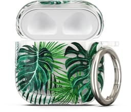 kwmobile Hoes compatibel met Apple Airpods 4 Case - Zachte TPU beschermhoes - Cover in groen / transparant Tropische planten design — thumbnail 1