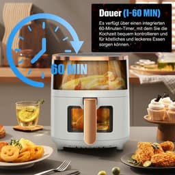 Cventrix Airfryer - Heteluchtpan - Multifunctionele Airfryer - 6L – 1800W Luchtfriteuse met Kijkvenster – Digitaal & Timerfunctie — thumbnail 4