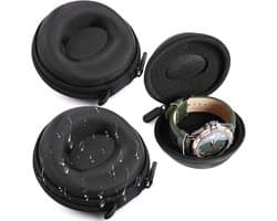 Travel Watch Box - 2 Pack Rond - Opbergdoos voor Heren Horloges - Reisdoos - Opbergdoos voor Polshorloges - Smartwatches - Hoofdtelefoons - Halskettingen - Armbanden - Zwart
