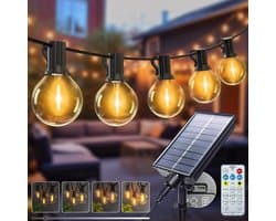 Dimbare zonne-energie buitenverlichting, 8 standen, 9 meter, 15 LED's, IP65 waterdichte lichtslinger voor tuin, terras, tuin, pergola, feest