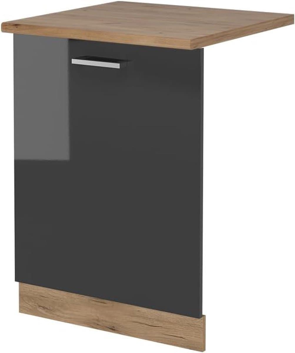 Vaatwasserfrontpaneel - Deurpaneel Vaatwasser - Keuken Integratie - R-Line Stijl - 60 cm breed - Antraciet Hoogglans — afbeelding 1