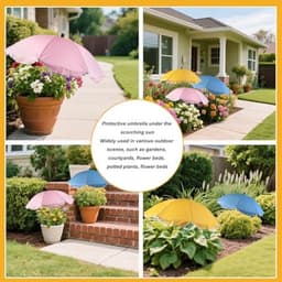 3 stuks plantenparaplu's voor buitenplanten, buigzame tuinparaplu's inclusief geel, roze en blauw voor tuinbedden, potgroenten en fruit — thumbnail 5