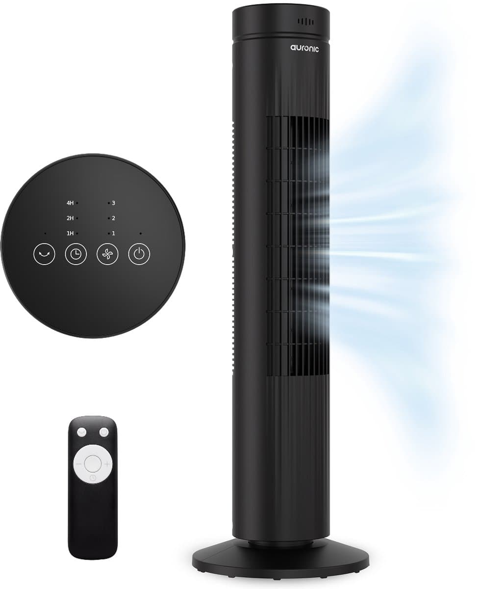 Auronic Torenventilator - Met Afstandsbediening en Timer - Ventilator - 60° Oscillatie - 76 cm - Zwart — afbeelding 1
