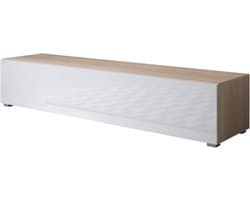 TV Meubel - TV Kast Woonkamer - Media Opslag - Matte en Glanzende Afwerking - 160x32x40 cm - Sonoma Wit