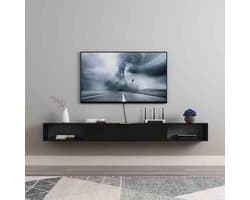 Zwevende TV Kast - Media Console - Opbergen Woonkamer - Klepdeur Ontwerp - 100x20x18.2cm - Zwart