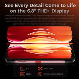 OUKITEL WP56 Robuuste Smartphone 5G - 36GB RAM - 512GB ROM - 16000 mAh - Android 15 - 6,8 inch - 108MP Camera - IP68/IP69K Outdoor Telefoon - Rood — thumbnail 5