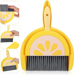 Mini Handveger Schep - Tafel Bezem Set - Snel Opruimen - Lichtgewicht Compact - 23.5 x 20 cm - Geel — thumbnail 1