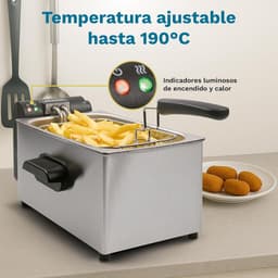 Oliefriteuse 3 Liter met RVS Behuizing en 2000W - Regelbare Temperatuur tot 190 Graden — thumbnail 3