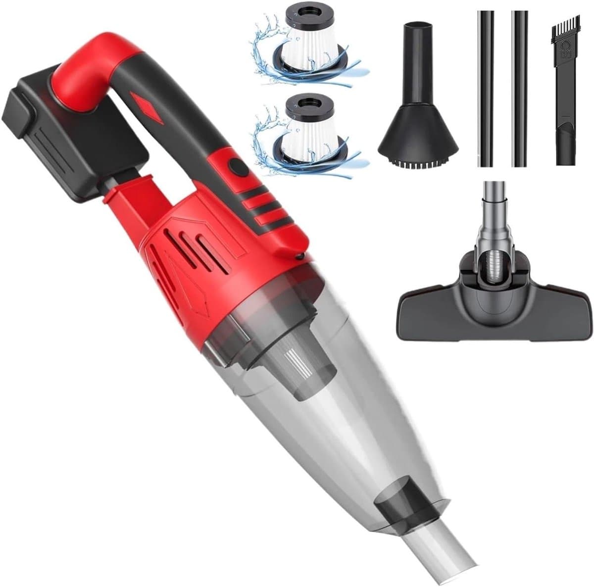 Draagbare Stofzuiger - Kruimelzuiger Draadloos - Auto Interieur Reinigen - Dubbele Zuigkracht - 500 Gram - Rood — afbeelding 1