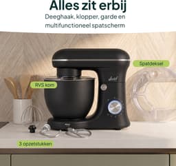 Vivid Green 1500W Keukenrobot - 5L Mengkom - 10 Snelheden - Keukenmixer - Keukenmachine - Matzwart — thumbnail 2