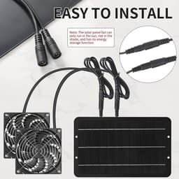 aladdien - Zonnepaneel Ventilator Kit - 10W Dubbele Uitlaat - Weerbestendig - Geschikt voor Kippenhokken en Kassen - Wandmontage - Multifunctioneel — thumbnail 4