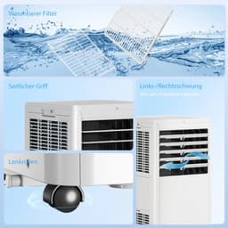4-in-1 Mobiele Airco - Draagbare Airconditioner - 4-in-1 Koelen, Ontvochtiger, Ventilator & Slaapstand - 9000 BTU - voor 20-30 m² - met Afstandsbediening & 24-uurs Timer - Wit — thumbnail 11