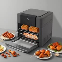 Elektrische heteluchtoven - Mini oven - Gezond koken - Intelligent led-touchscreen - 12 liter capaciteit - Grijs — thumbnail 3